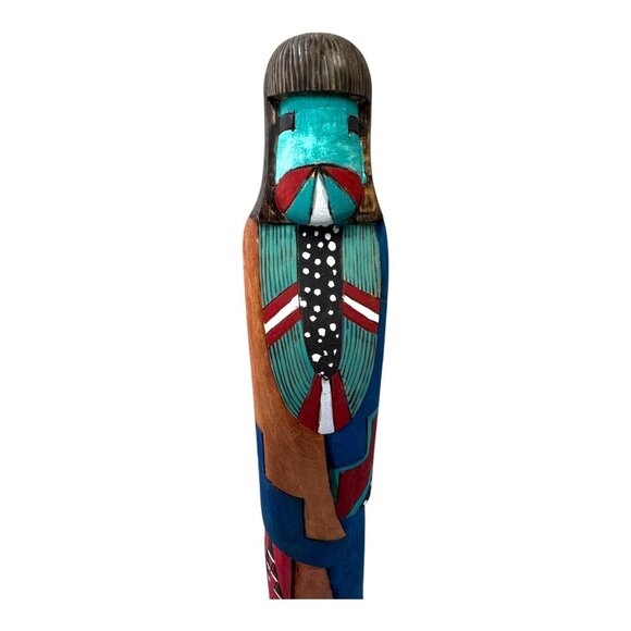 Kachina Hand-Carved Wooden Water Maiden Statue Native American Signed RR Vtg 16" - Picture 2 of 8